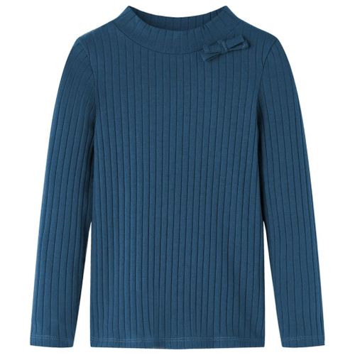 T-Shirt Enfants À Manches Longues Tricot Côtelé Bleu Marine 92