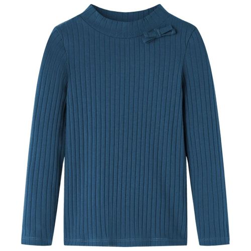 T-Shirt Enfants À Manches Longues Tricot Côtelé Bleu Marine 116