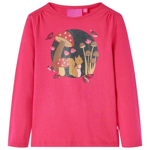 T-Shirt Enfants À Manches Longues Imprimé Écureuil Rose Vif 128