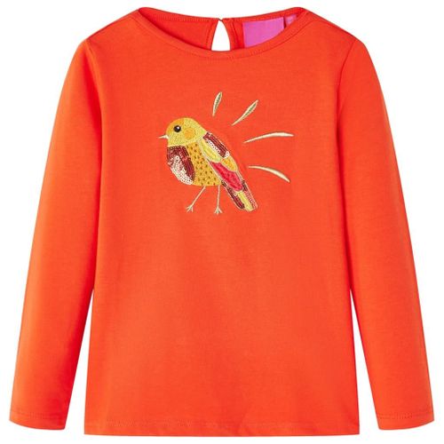 T-Shirt Enfants À Manches Longues Motif Oiseau Orange Foncé 92