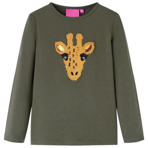 T-Shirt Enfants À Manches Longues Motif Girafe Kaki 128
