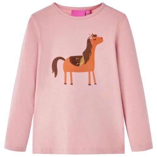 T-Shirt Enfants À Manches Longues Imprimé Poney Rose Clair 140