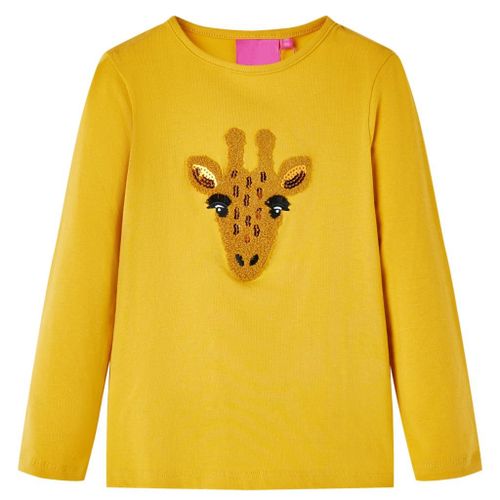 T-Shirt Enfants À Manches Longues Motif Girafe Ocre Foncé 92