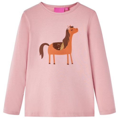 T-Shirt Enfants À Manches Longues Imprimé Poney Rose Clair 116