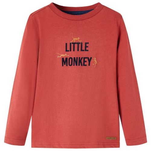 T-Shirt Enfants À Manches Longues Imprimé Petit Singe Rouge Brûlé 128