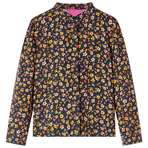 Chemise Pour Enfants Avec Col À Bande Imprimé Floral Bleu Marine 92