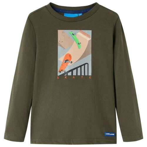 T-Shirt Enfants À Manches Longues Imprimé Planche À Roulettes Kaki 104