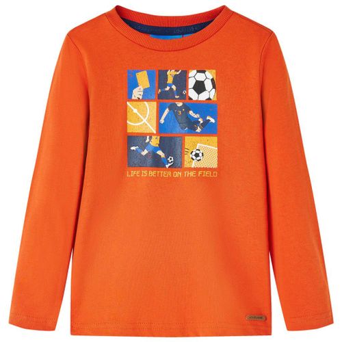 T-Shirt Enfants À Manches Longues Imprimé Match De Football Orange 128
