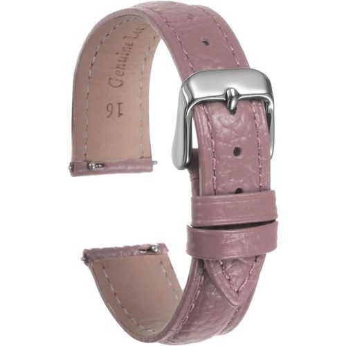 Kal-Bracelets De Montre En Cuir Véritable 16mm Plat Remplacement Rapide Cuir De Vache Élégant Bracelet De Montre Pour Femmes Hommes Avec Boucle En Acier Inoxydable Pour Montre, Rose