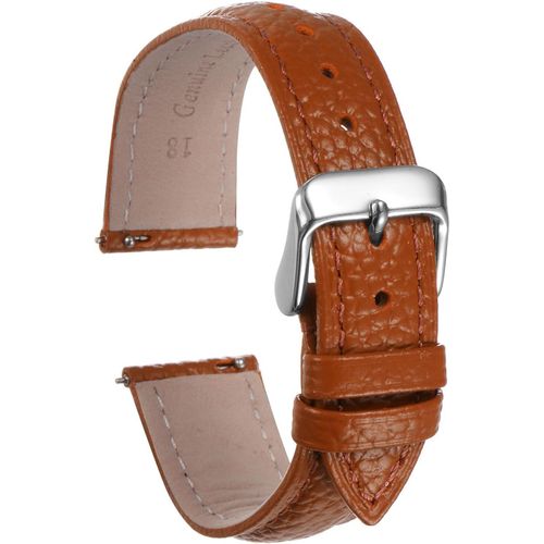 Kal-Bracelets De Montre En Cuir Véritable 18mm Remplacement Rapide Plat En Cuir De Vachette Bracelet De Montre Élégant Pour Femmes Et Hommes Avec Boucle En Acier Inoxydable, Orange