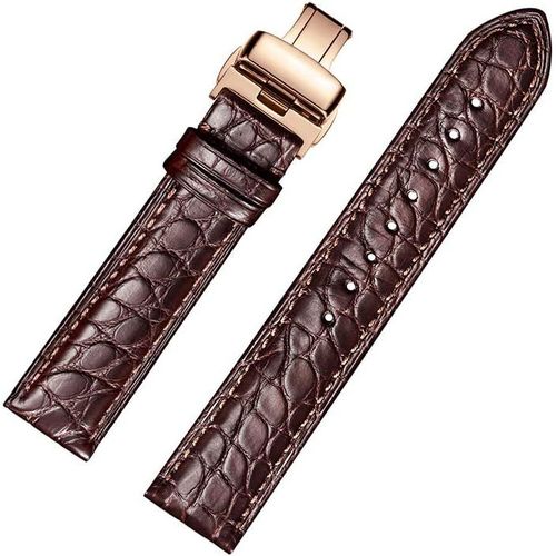 Kal-Cuir De Vachette, Bracelets De Montre En Cuir D'alligator Avec Boucle Déployante En Or Rose