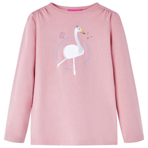 T-Shirt Enfants À Manches Longues Imprimé Cygne Rose Clair 128