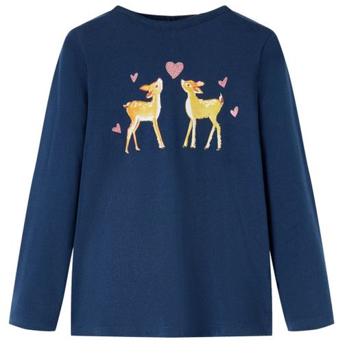 T-Shirt Enfants À Manches Longues Imprimé Cerfs Bleu Marine 104