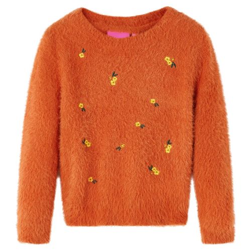 Pull-Over Tricoté Pour Enfants Orange Brûlé 92