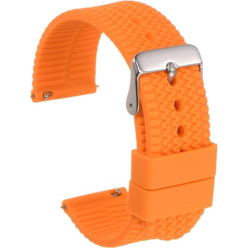 Kal-Bracelet De Montre En Silicone De 22 Mm De Largeur Avec Boucle En Acier Inoxydable Plaqué, Libération Rapide, Bracelet En Caoutchouc Souple Pour Hommes Et Femmes, Orange