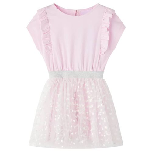 Robe Pour Filles Volants Imprimé C¿Urs Brillants Rose Clair 92