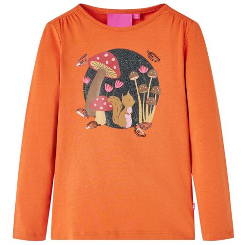 T-Shirt Enfants À Manches Longues Imprimé Écureuil Orange Brûlé 92