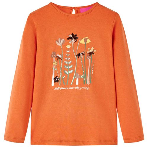 T-Shirt Enfants Manches Longues Imprimé Floral Orange Brûlé 92