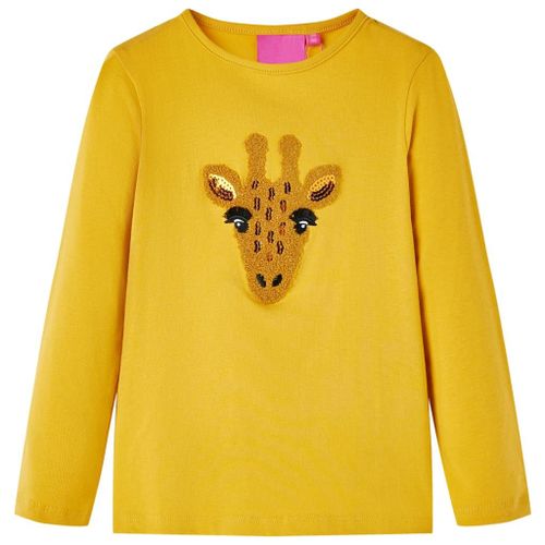 T-Shirt Enfants À Manches Longues Motif Girafe Ocre Foncé 116