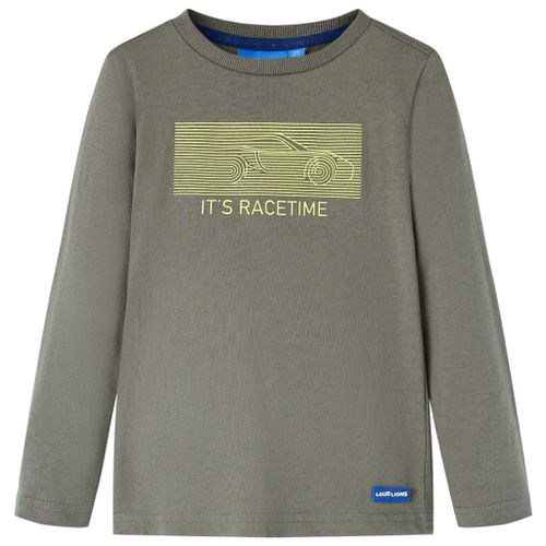 T-Shirt Enfant À Manches Longues Imprimé Voiture De Course Kaki 104