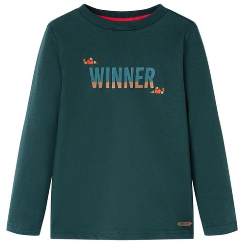T-Shirt Pour Enfants À Manches Longues Imprimé Winner Vert Foncé 104