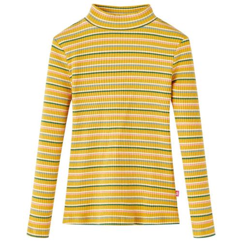 T-Shirt Enfants Manches Longues Faux Col Roulé Rayures Ocre 104