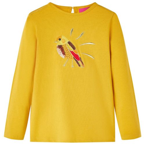 T-Shirt Enfants À Manches Longues Motif Oiseau Ocre Foncé 128