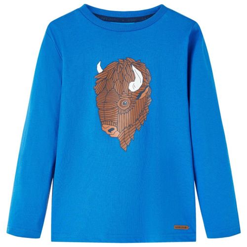 T-Shirt Enfants À Manches Longues Imprimé Bétail Bleu Cobalt 140