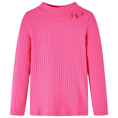 T-Shirt Enfants À Manches Longues Tricot Côtelé Rose Vif 116