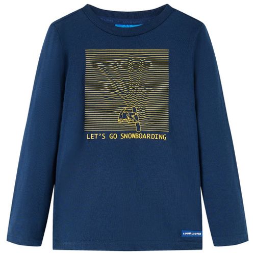 T-Shirt Enfants Manches Longues Imprimé Snowboard Bleu Marine 116