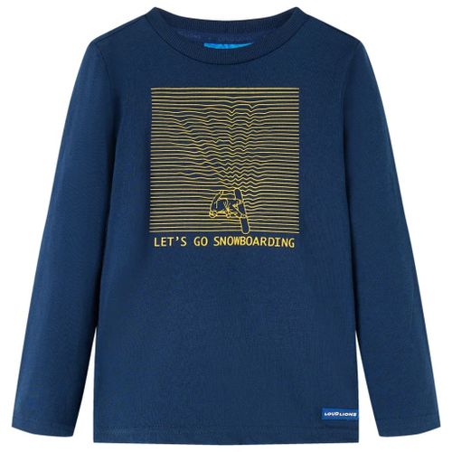 T-Shirt Enfants Manches Longues Imprimé Snowboard Bleu Marine 92