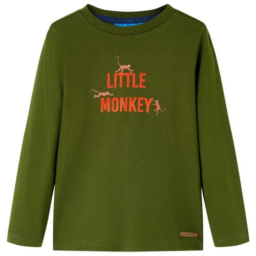 T-Shirt Enfants À Manches Longues Imprimé Petit Singe Kaki Foncé 116