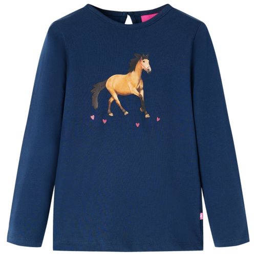 T-Shirt Enfants À Manches Longues Imprimé Cheval Bleu Marine 104