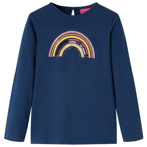 T-Shirt Enfants À Manches Longues Imprimé Arc-En-Ciel Bleu Marine 116