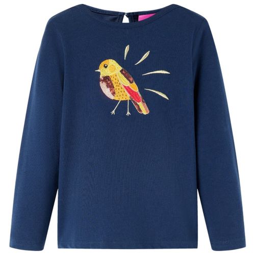 T-Shirt Enfants À Manches Longues Motif Oiseau Bleu Marine 128