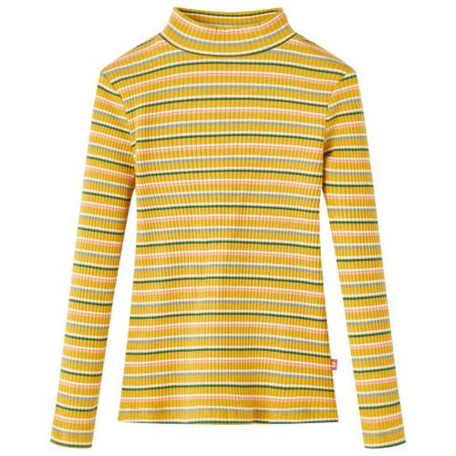 T-Shirt Enfants Manches Longues Faux Col Roulé Rayures Ocre 128