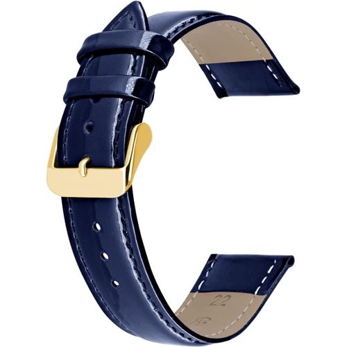 Kal-Bracelet De Montre En Cuir Véritable Brillant Pour Hommes Femmes Noir Bleu Rouge Avec Boucle Argent Or Rose 12mm 14mm 16mm 18mm 20mm 22mm