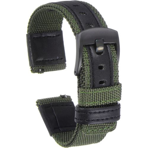Kal-Bracelet De Montre En Nylon 18mm À Dégagement Rapide En Toile Avec Boucle En Acier Inoxydable Noire Pour Hommes Et Femmes, Bleu Marine Vert