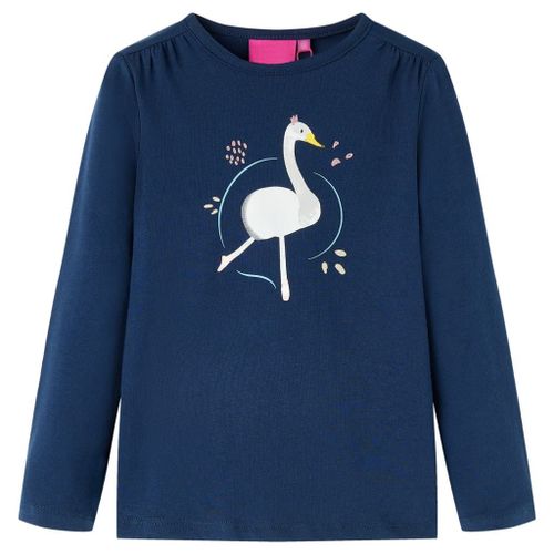 T-Shirt Enfants À Manches Longues Imprimé Cygne Bleu Marine 92