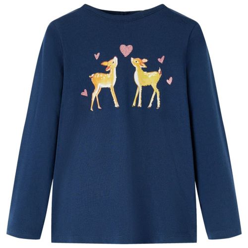 T-Shirt Enfants À Manches Longues Imprimé Cerfs Bleu Marine 92