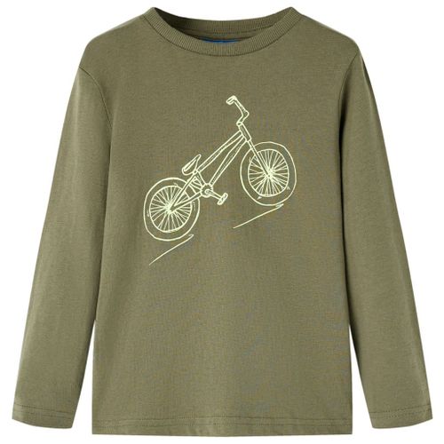 T-Shirt Enfants À Manches Longues Imprimé Vélo Kaki 116