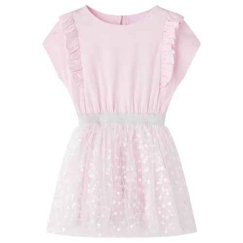 Robe Pour Filles Volants Imprimé C¿Urs Brillants Rose Clair 140