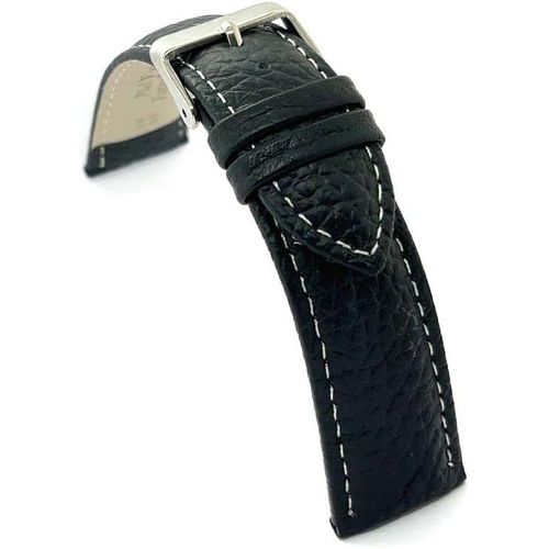 Kal-Bracelet Montre Cuir De Veau Grain Bison Style Classique Rembourré Couture Blanche Boucle Acier Tailles 12mm 14mm 16mm 18mm 20mm 22mm 24mm P206