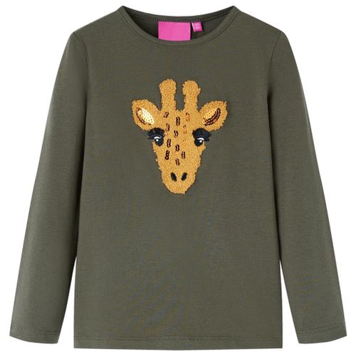 T-Shirt Enfants À Manches Longues Motif Girafe Kaki 92