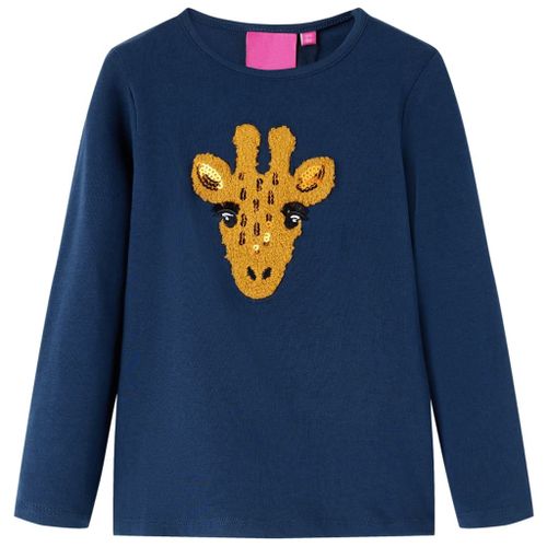 T-Shirt Enfants À Manches Longues Motif Girafe Bleu Marine 128