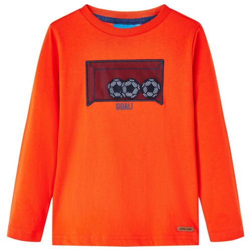 T-Shirt Enfants Manches Longues Design But De Football Orange Vif 128