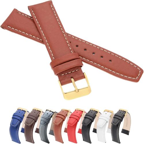 Kal-Wb Bracelet De Montre En Cuir De Vachette Grainé Doré