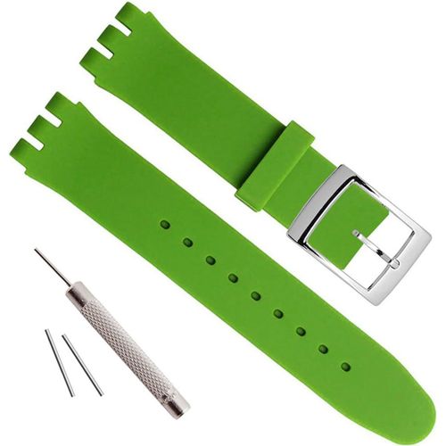 Kal-Bracelet De Montre Étanche En Caoutchouc De Silicone Avec Boucle En Acier Inoxydable Plaqué Argent.
