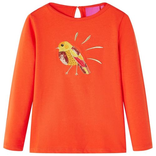 T-Shirt Enfants À Manches Longues Motif Oiseau Orange Foncé 128
