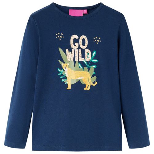 T-Shirt Enfants Manches Longues Imprimé Animal Bleu Marine 128